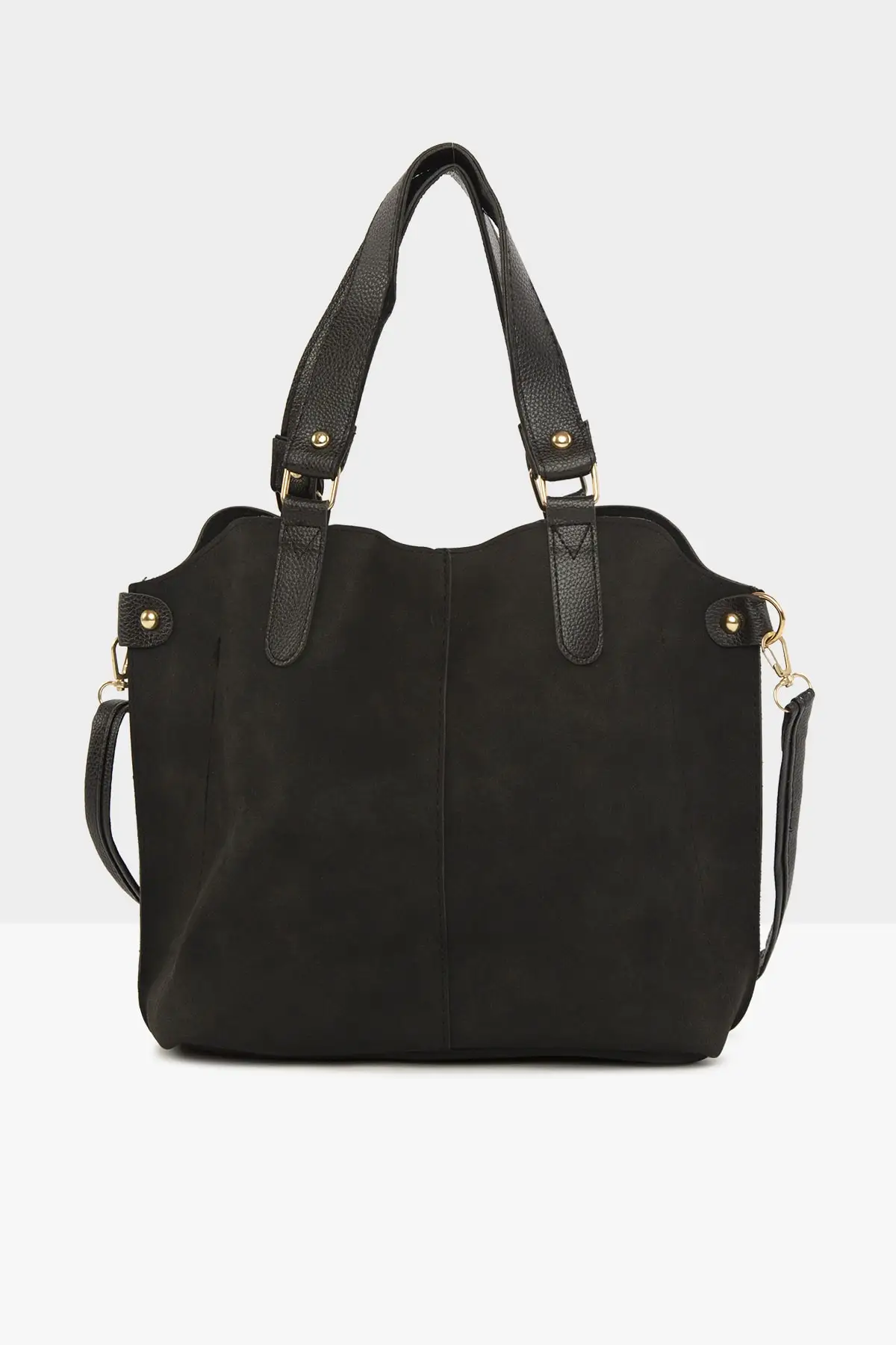 

Black Female Three Compartment Studs Detaylı Nubuck Bag