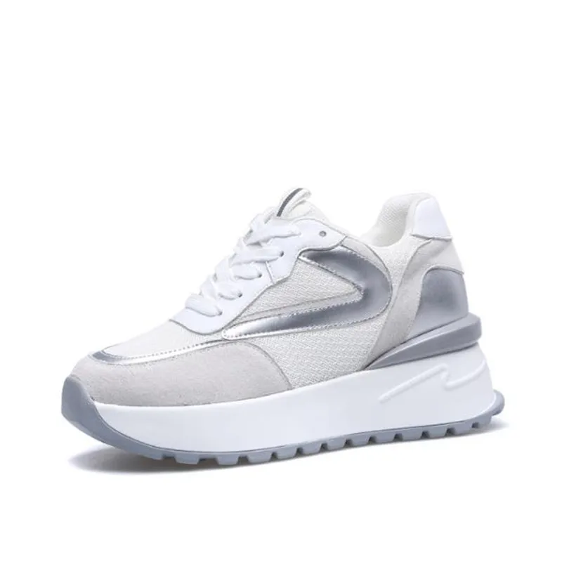 

Женские кроссовки на танкетке 6 см, Вулканизированная подошва, толстая массивная подошва, повседневная обувь в Корейском стиле