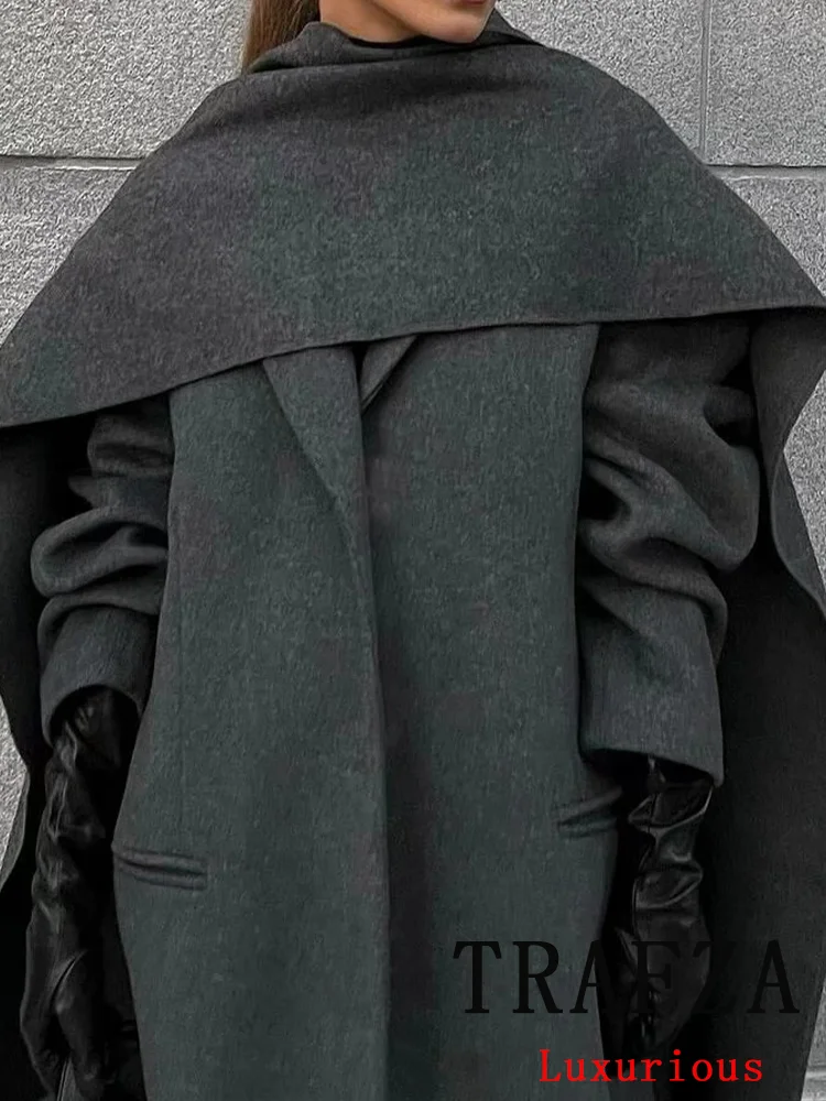 Женское винтажное шерстяное пальто с отложным воротником цвет в ассортименте