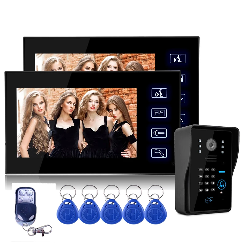 Intercom System Kit, phone, 7 inch touch key, Lcd, RFID, password, video, door, wirelessRemote control remote unlock