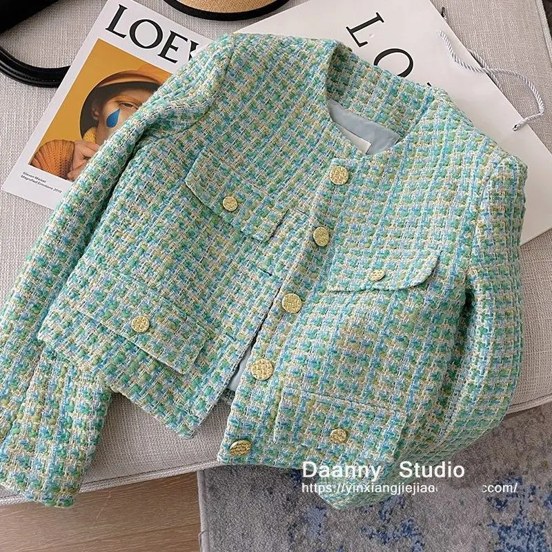 

Женское короткое пальто с маленьким запахом, весенняя куртка 2023, темпераментная куртка, однобортное верхнее пальто для женщин B150