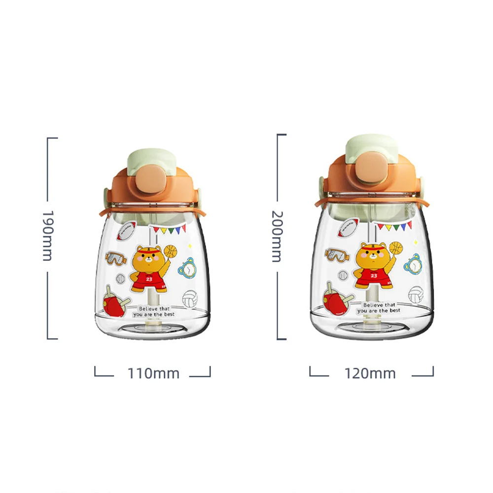 Милая бутылка для воды герметичная прозрачная с откидной крышкой и ручкой на