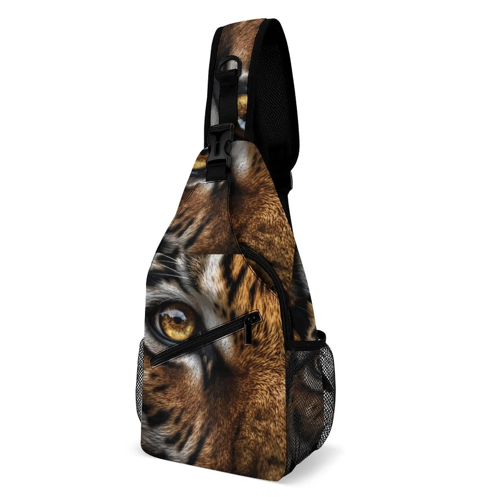 

Tiger Shoulder Bags Animal Eyes Casual Chest Bag Unisex Travel Outdoor Sling Bag School Print Crossbody Bags