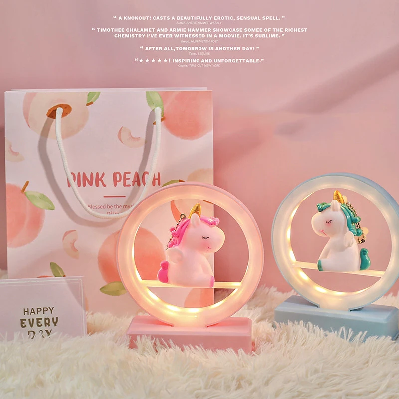 

Creative Table Lamp Cute Cartoon Animal Decor LED Desk Night Lights Girls Birthday Gift 2022 Dream Pink Anime Lamps Ночник