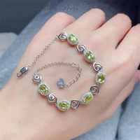 new 925 silver inlaid natural peridot bracelet fine craftsmanship luxurious atmosphere can be customized