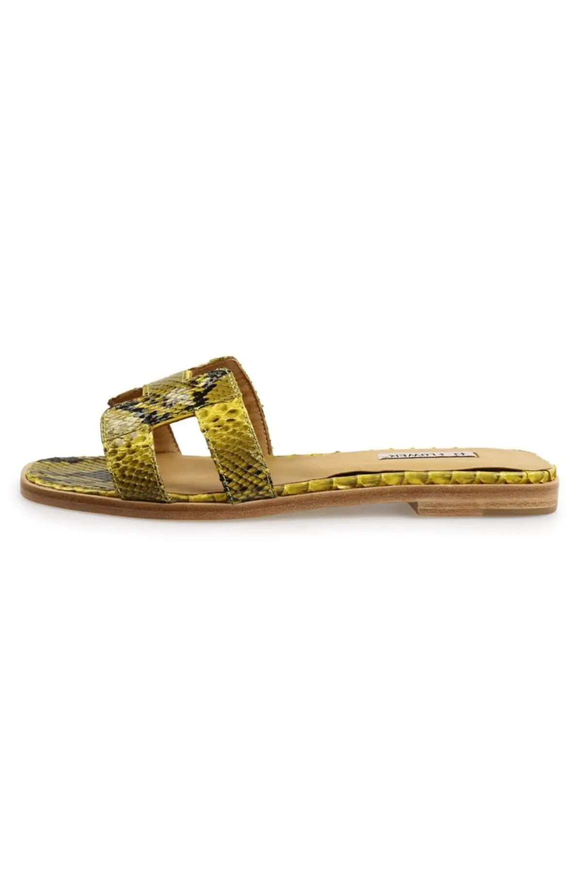 

Women yellow python tape detailed slippers
