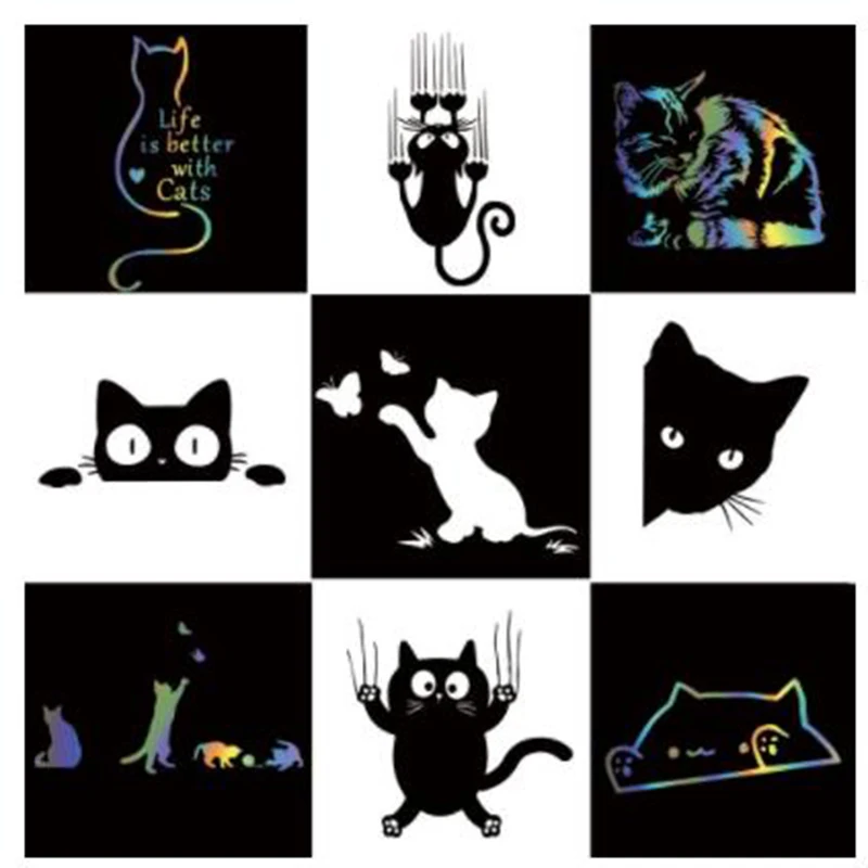 

Car Stickers Cute Naughty Cat Wrap PVC Cars Window Body Decoration To Cover Scratches Decal Waterproof Sun Protection.