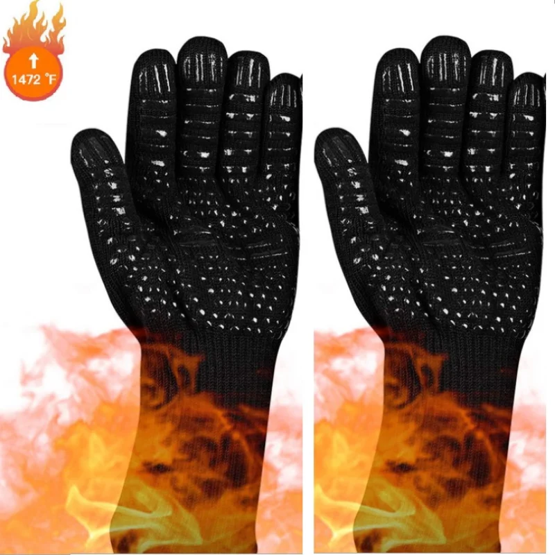 1PCS BBQ Gloves Microwave Gloves High Temperature Resistance Barbecue Glove Oven Mitts 500 800 Degree Fireproof Grill Glove