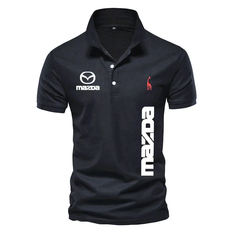 

Summer Tees High quality lapel men's polo shirt Mazda car logo print Fashion casual men's polo short sleeve business summer top