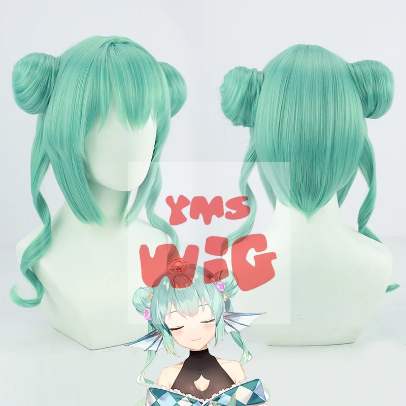 NIJISANJI LazuLight Idol Vitual Youtuber Vtuber Finana Ryugu парик для косплея зеленые короткие булочки