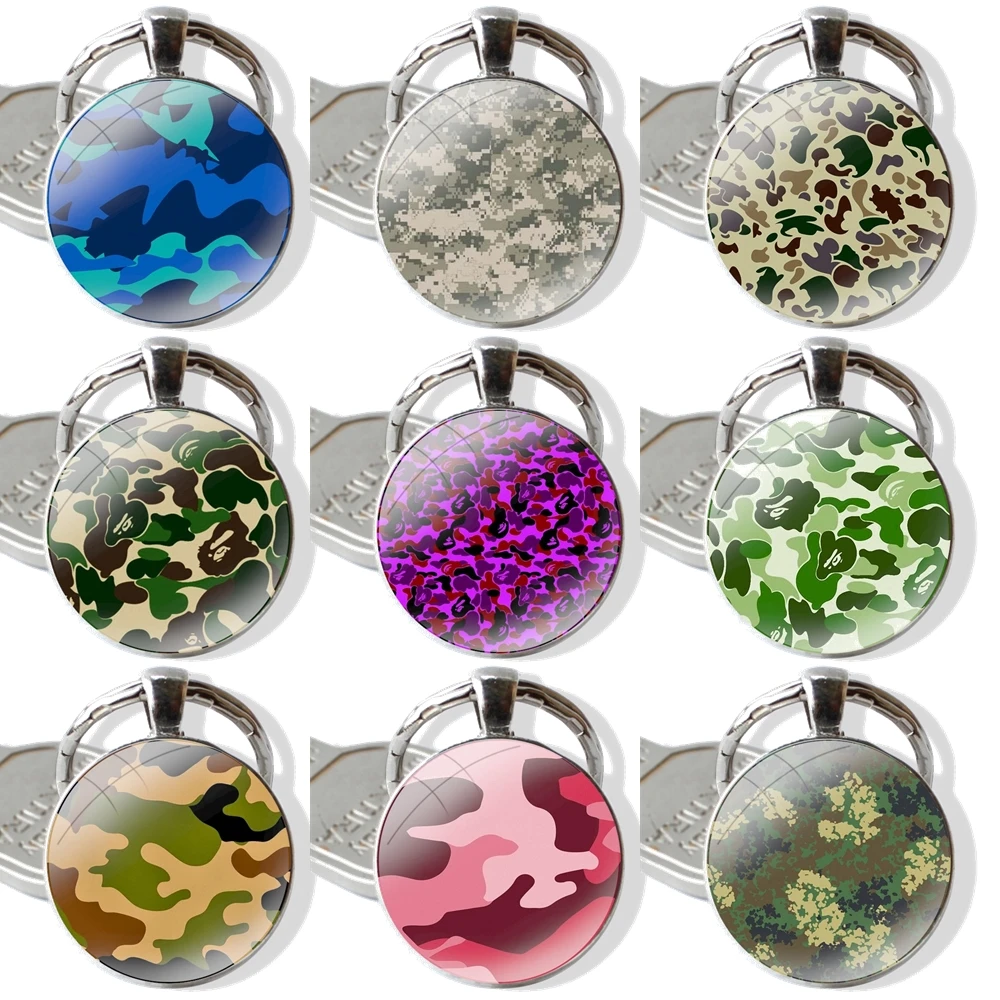 

Камуфляжный узор модный мультяшный дизайн креативный кулон автомобильный брелок ручной работы стеклянный кабошон брелок