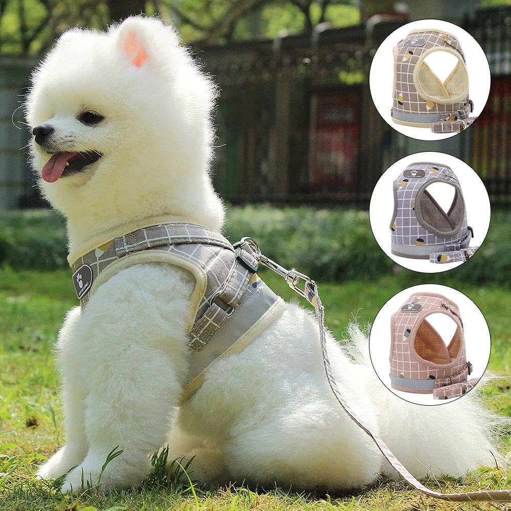 Dog Harness and Leash Set For Small Medium Dog Breathable Mesh Harness French Bulldog Harness Vest Pet Walking Training Supplies