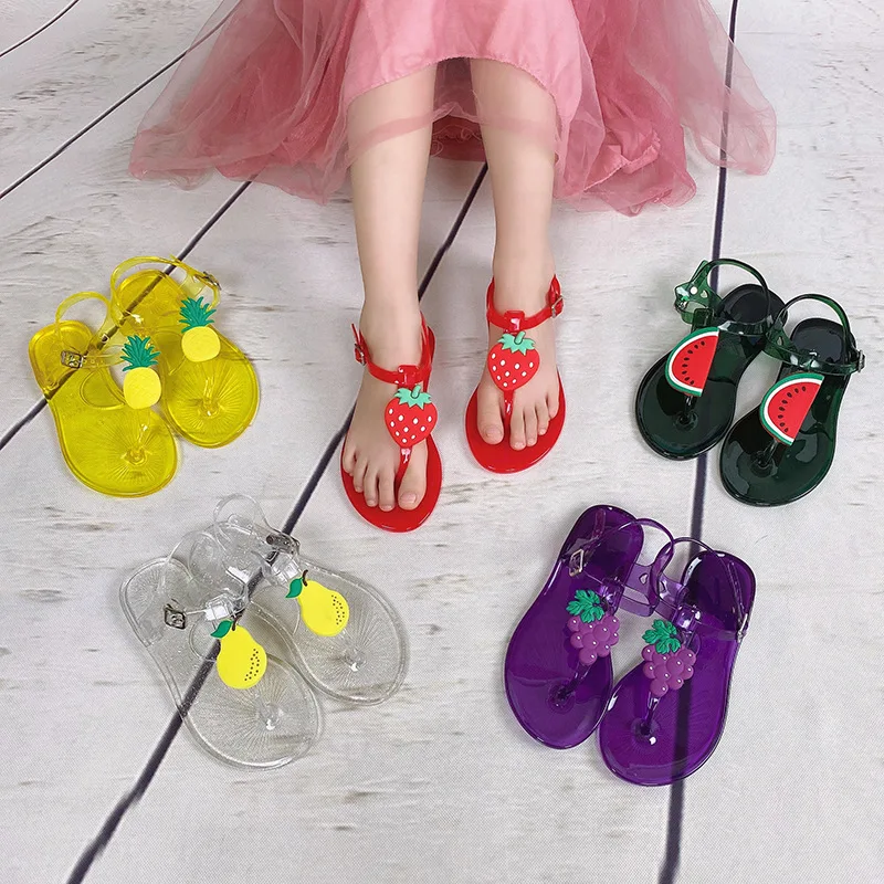 2023 New children's sandals female summer fruit jelly shoes beach