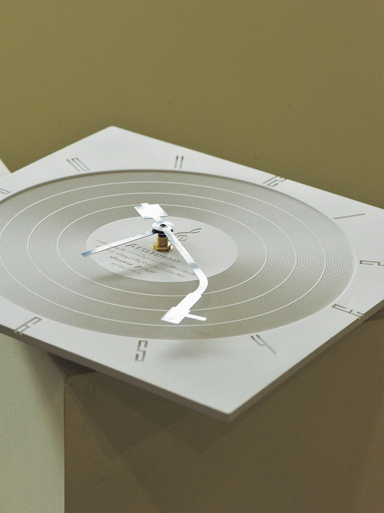 

Modern Style Hanging Clock, Simple Nordic Design, Black and White Cement Square Record Style, Living Room Home Decoration