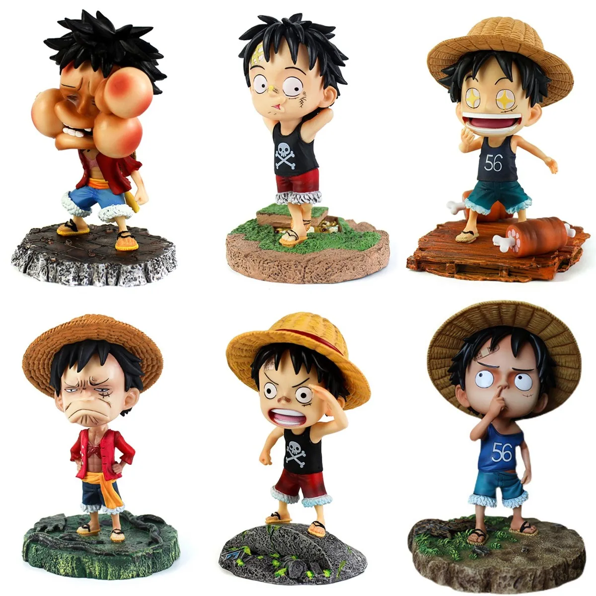 

15CM Anime One Piece Action Figure Monkey D Luffy Childhood Funny Q Version Young Luff Figurine Pvc Collectible Model Toy Gift