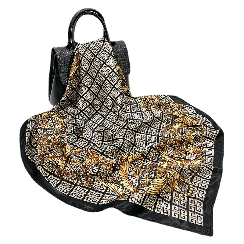 

Spring Autumn New Fashion Silk Scarf Ladies Print Soft Square Scarf Outdoor Neck Hair Decorate Small Headband Scarf Hijab Girl