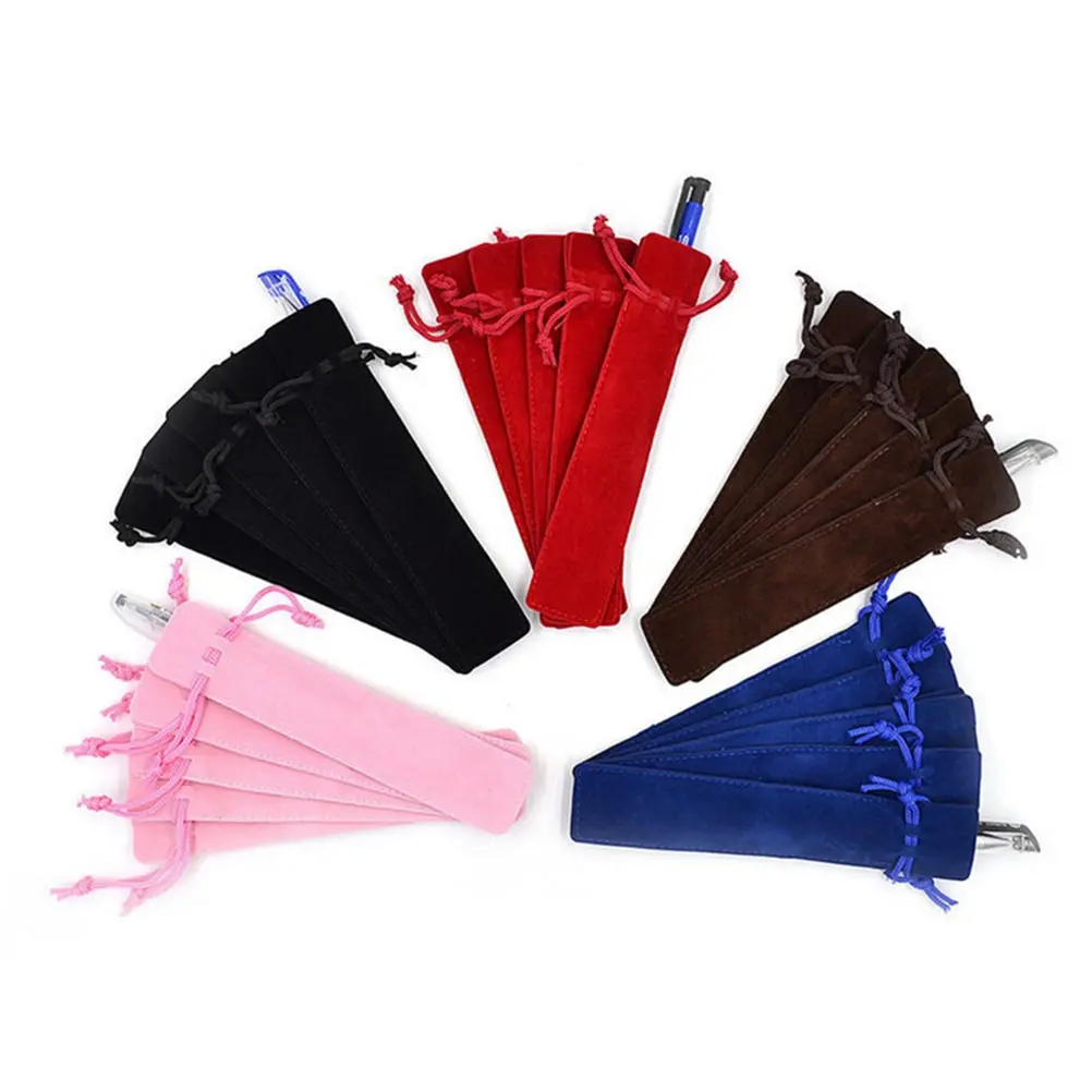 

5PCS 2023 New Velvet Pen Pouch Sleeve Holder Single Pen Case Pencil Bag Square