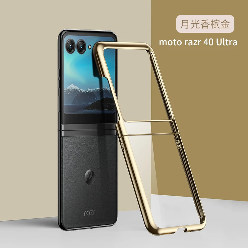 

For Motorola Razr 40 Ultra Moto 40Ultra 2023 Case Luxury Electroplating Transparent Folding Shockproof Hard Cover Accessories