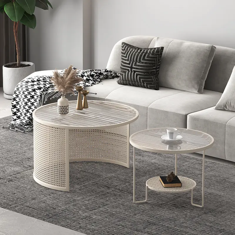 

Nordic Round Glass Coffee Tables Living Room Cream Style Modern Coffee Tables Minimalist Apartment Stolik Kawowy Furniture WZ