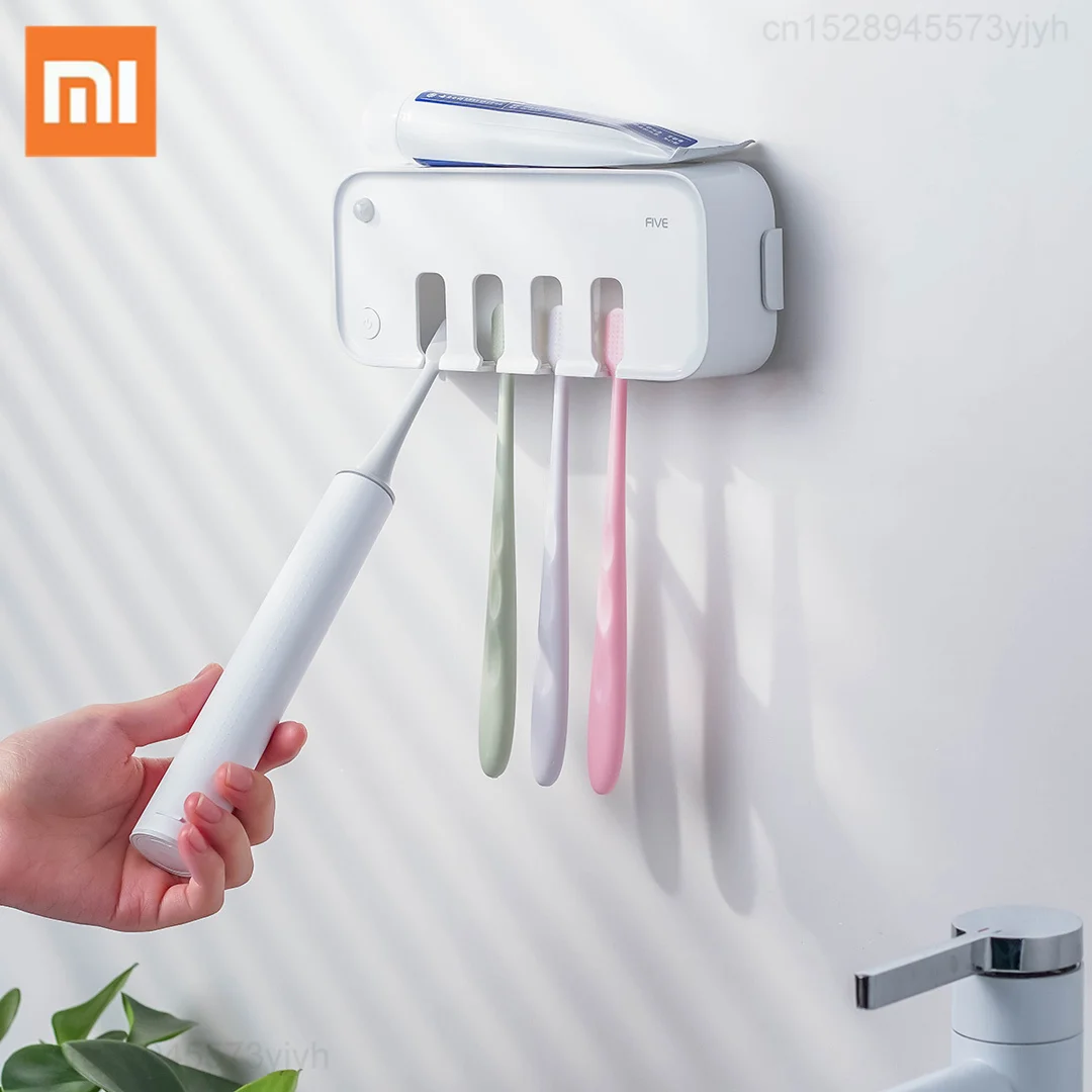 

Xiaomi FIVE Smart Disinfection Ultraviolet Sterilization Toothbrush Holder Disinfectant Wall Mount Toothpaste Dispenser Holder
