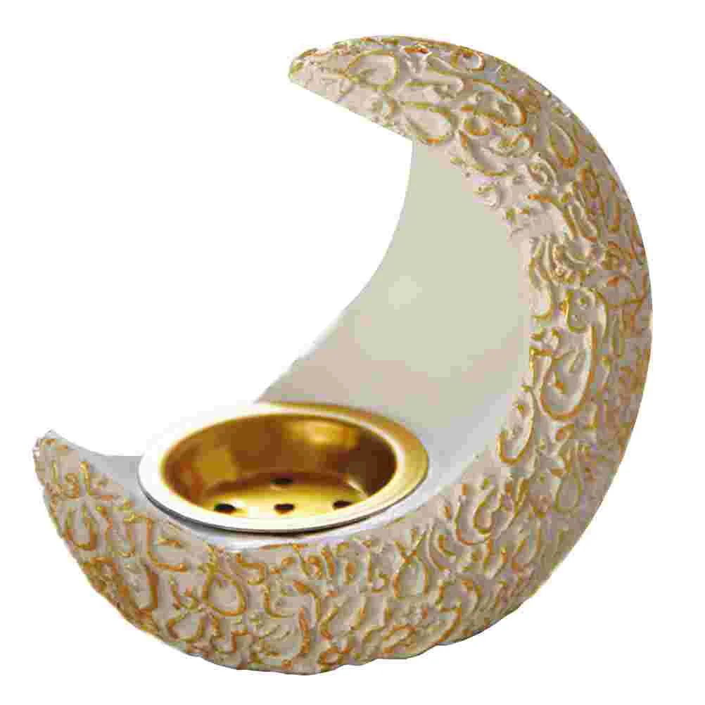 

Burner Holder Cone Moon Censer Aroma Stove Shaped Decor Resin Decorative Backflow Waterfall Yoga Stand Eid Mubarak Household