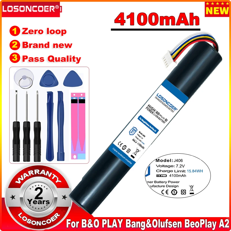 Аккумулятор LOSONCOER J406 4100 мАч для B & O PLAY Bang & Olufsen BeoLit 15, BeoLit 17, BeoPlay A2, BeoPlay A2