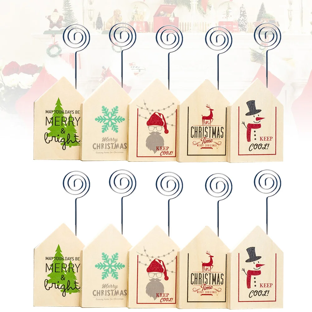 

Message Clip Holder Business Postcard Stand Christmas Name Place Holders Santa Claus Figurine Christmas Table Name Holders