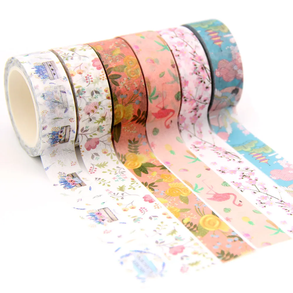 

1PC 15MM*7M Foil Flowers Washi tape set gold foil laser masking tape for Scrapbooking DIY Stationary Christmas gift