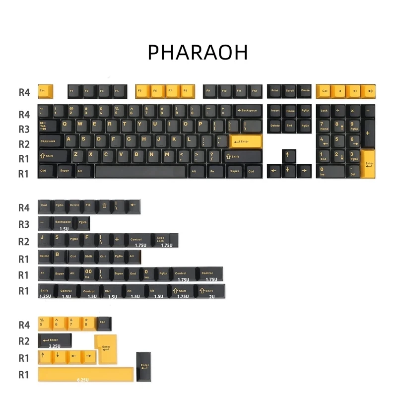 

165 Keys/set GMK PHARAOH Keycaps PBT Double Shot Key Caps Cherry Profile Keycap With ISO Enter For Keychron Anne GH60 GK64 Poker