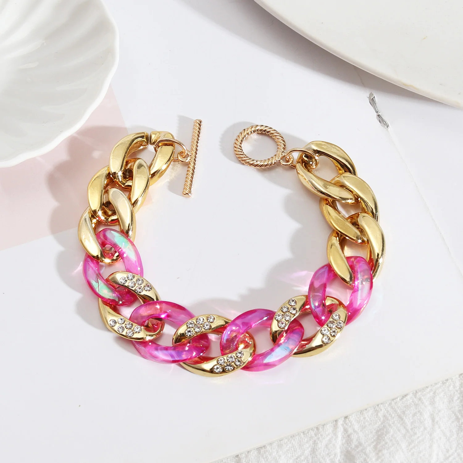 Милые яркие кристаллы карамельного цвета акриловые звенья браслеты-цепочки для