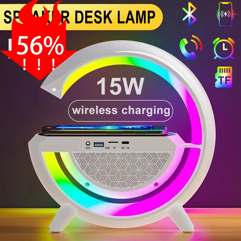 .rgb Colorful Atmosphere Night Light Lamp.sunrise Simulation Wake Up.15w Wireless Phone Charger