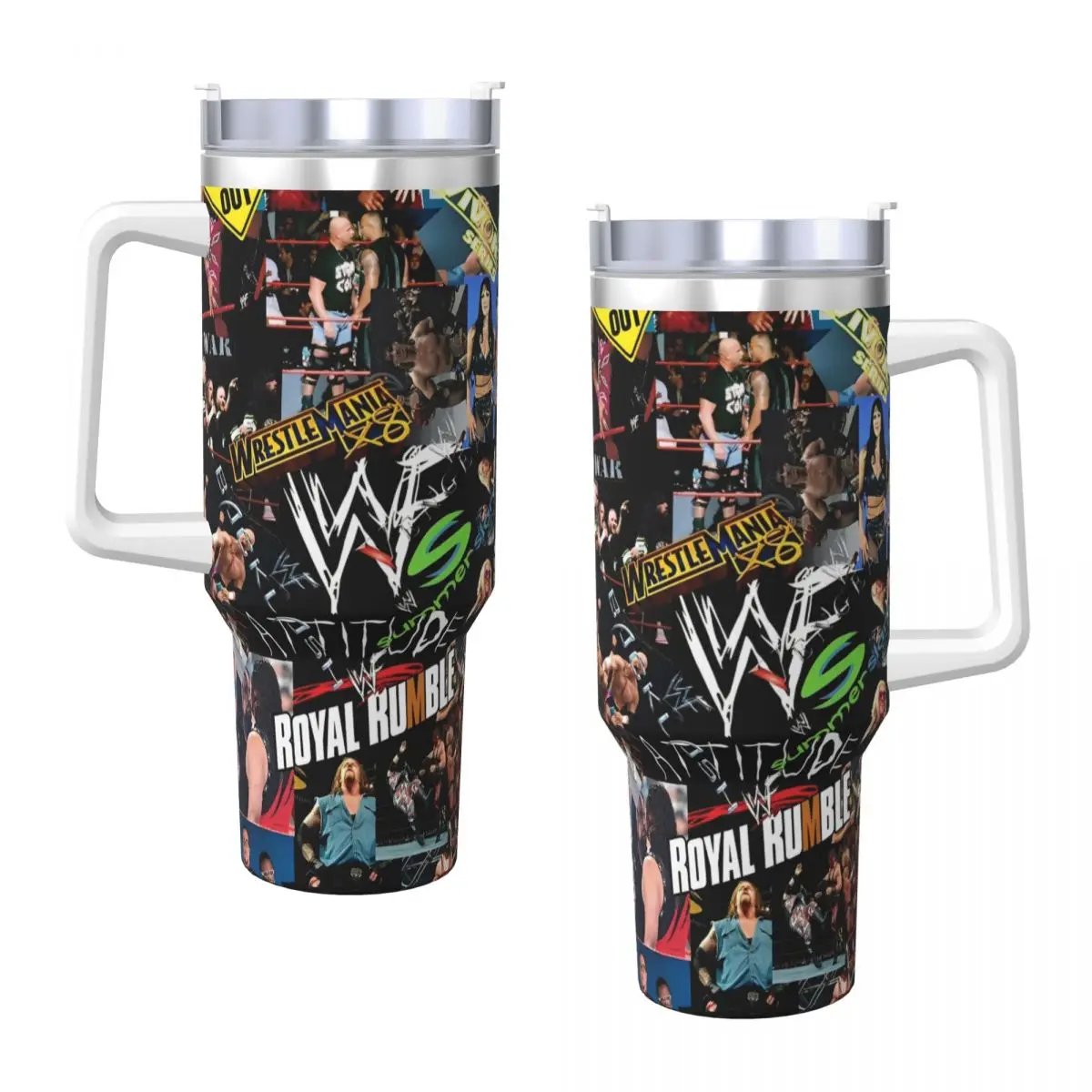 Фото Стакан из нержавеющей стали Wrestlemania, кофейная кружка для борьбы, сохраняет тепло, кружки для горячих напитков, чашка, бутылка для воды с принтом для путешествий №1