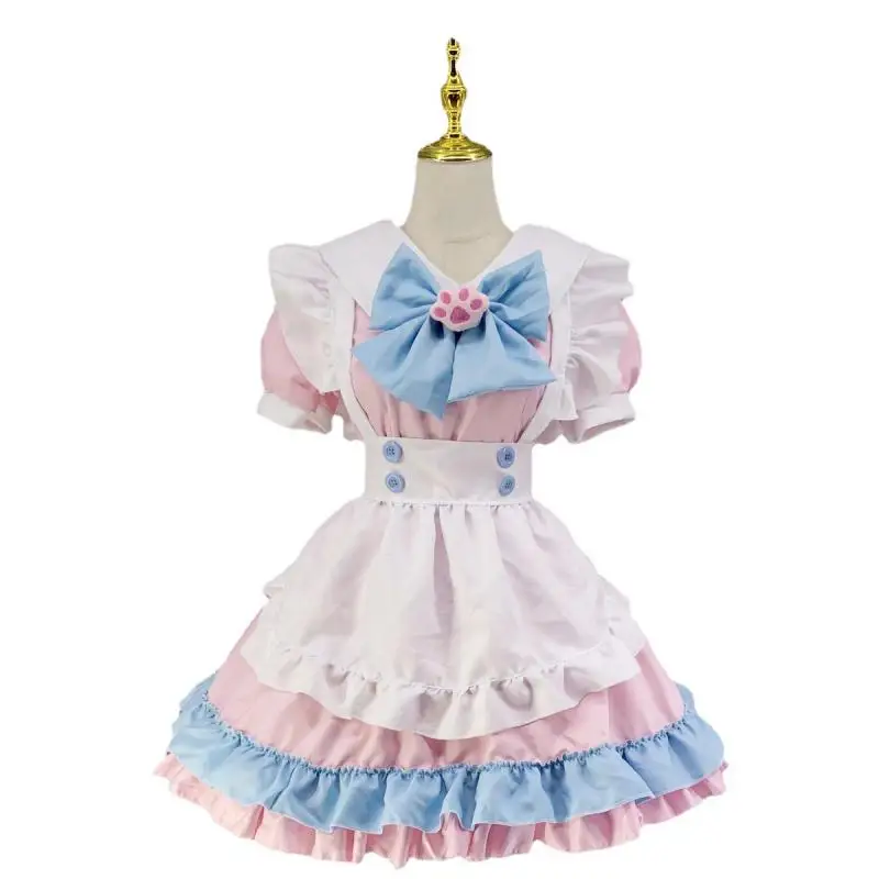 

S-5XL Large Size Lolita Maid Costumes French Maid Dress Girls Woman Amine Cosplay Cute Big Bow Lolita Dress Stage Costumes