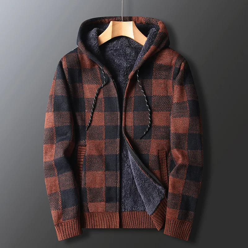 

Autumn Winter New Men's Hoodies Sweatshirts Casual Long Sleeved Jacket Cardigan Zip Plus Velvet Thick Solid Homme Fashion Hoody