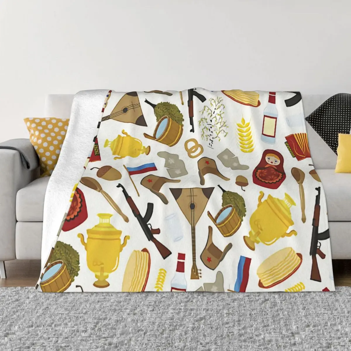 

Одеяло в клетку в стиле ретро с русским принтом, зимние теплые декоративные одеяла для кровати, для спальни, путешествий, кемпинга