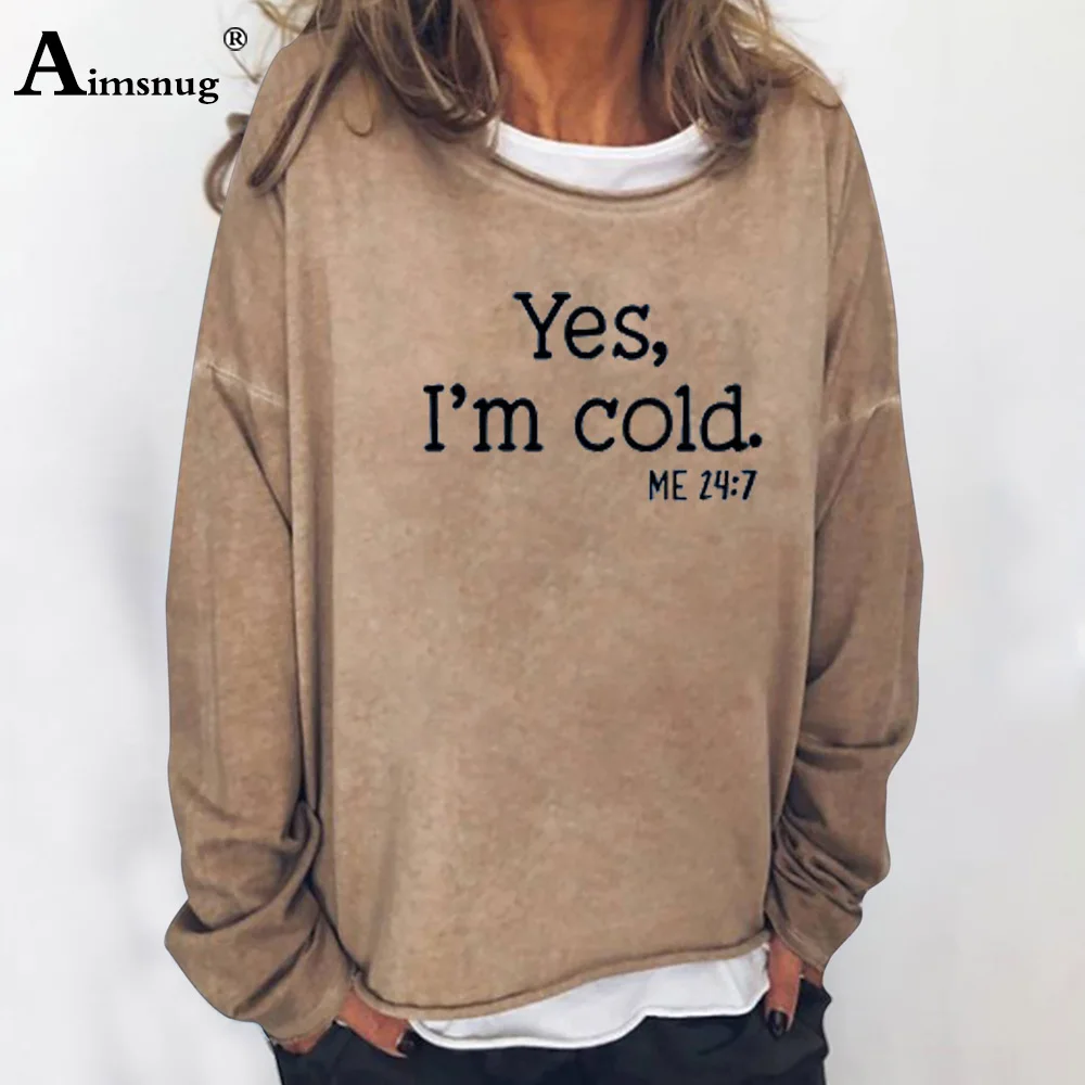 Aimsnug Ladies Fashion Letter Printed Sweatshirt 2023 Spring New Casual Tops Streetwear Women's O-neck Pullovers Femmes Shirts