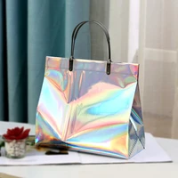fashion female portable shopping bag pvc material waterproof thick cosmetic bag outing gift bag clothing store packaging bag