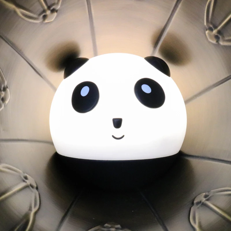 Modern Panda Tumbler Cartoon Cute Touch Slap Lamp Silicone Led Push Colorful Night Light