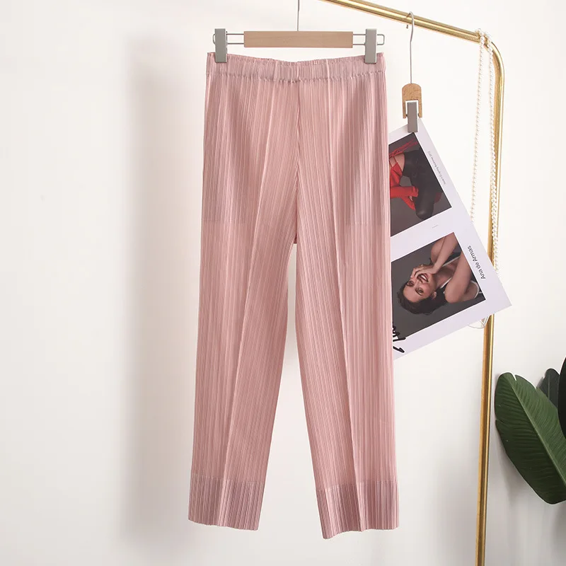 

Pleated Loose Casual Cropped Pants Women's Summer Thin New Elastic Waist Small Feet Harun Pants