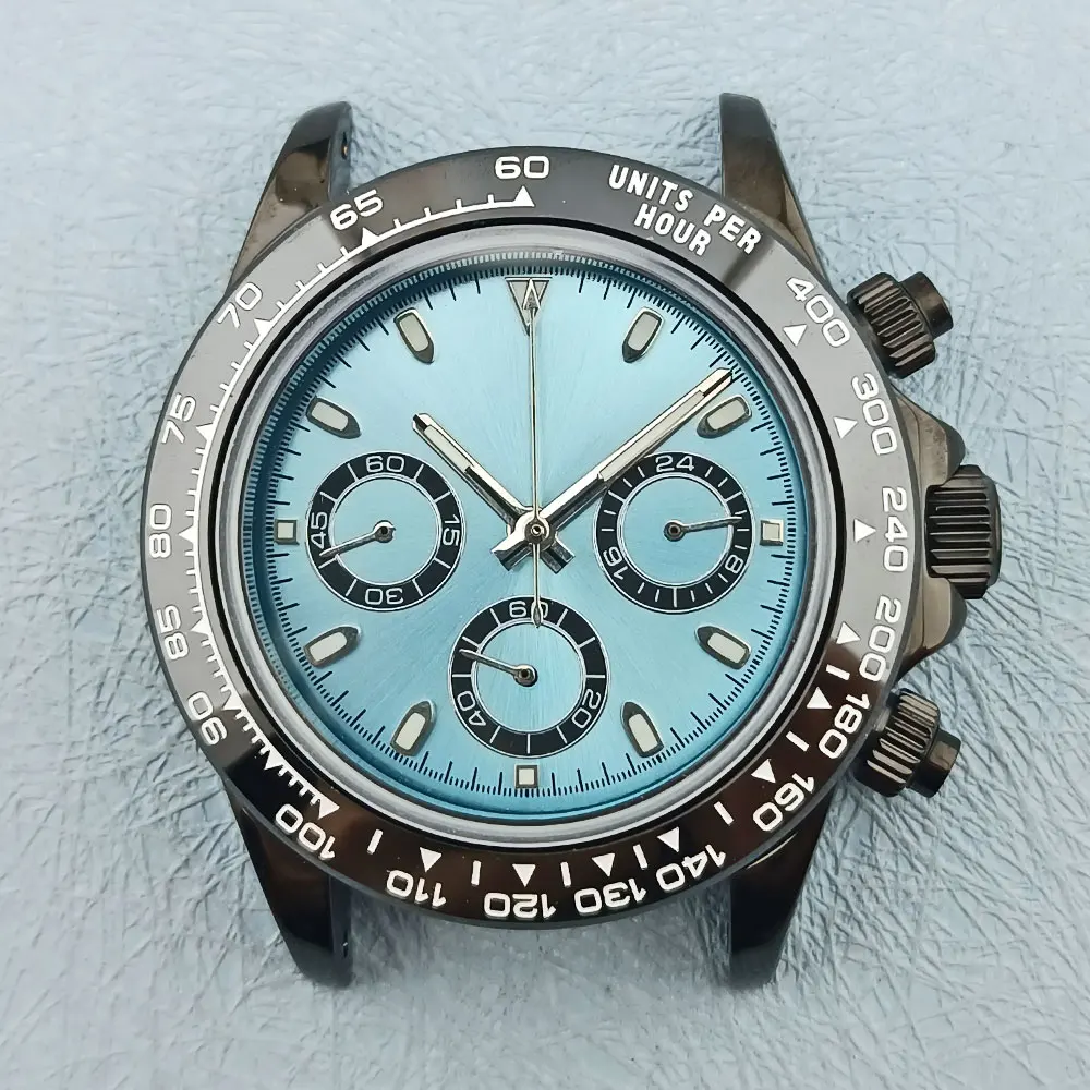 Черный корпус 39 5 мм сапфировое стекло светящийся циферблат нержавеющая сталь 316L