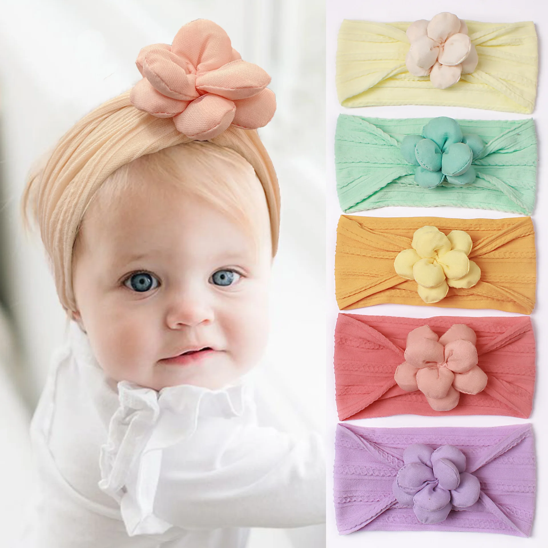 

Bulk 20pc/lot 2023 New Flower Nylon Headbands Baby Floral Headband Newborn Elastic Hair Bands Kids Girl Hair Accessories