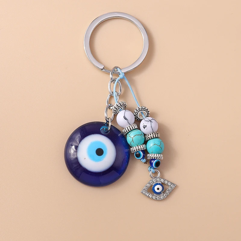 Металлический брелок Lucky Evil Eyes с бирюзовым камнем