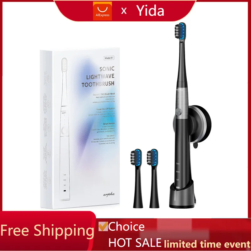 

Sonic Electric Toothbrush for Adults, Wireless Fast Charge with Smart Timer, 3 Modes with 2 Brush Heads, 1 Charge for 60 Days