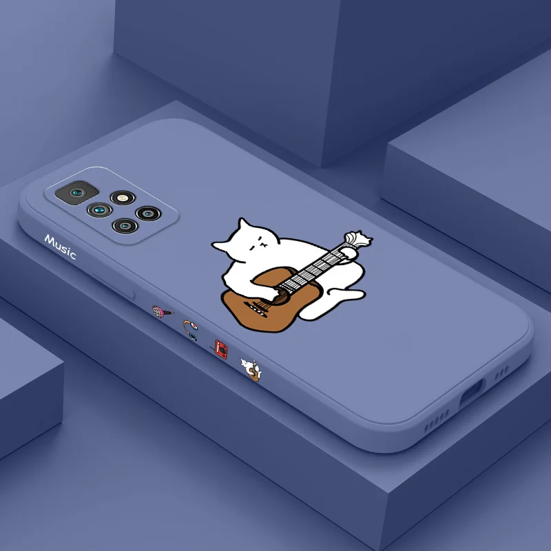 

Music Cat Phone Case For Xiaomi Redmi 12 12C 10 10C 10A 9 9T 9A A1 Pro Plus 4G 5G Liquid Silicone Cover