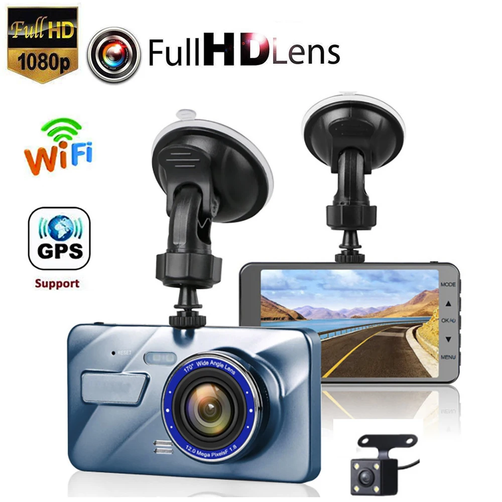 

Автомобильный видеорегистратор, Wi-Fi, 4,0 дюйма, Full HD, 1080P