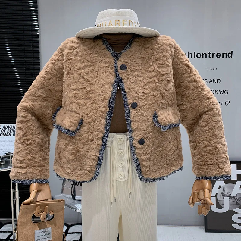 New in Women's Clothing 2022 Winter Temperament Splicing tassel imitation fur plush coat Fur integration Lambhair Jacket