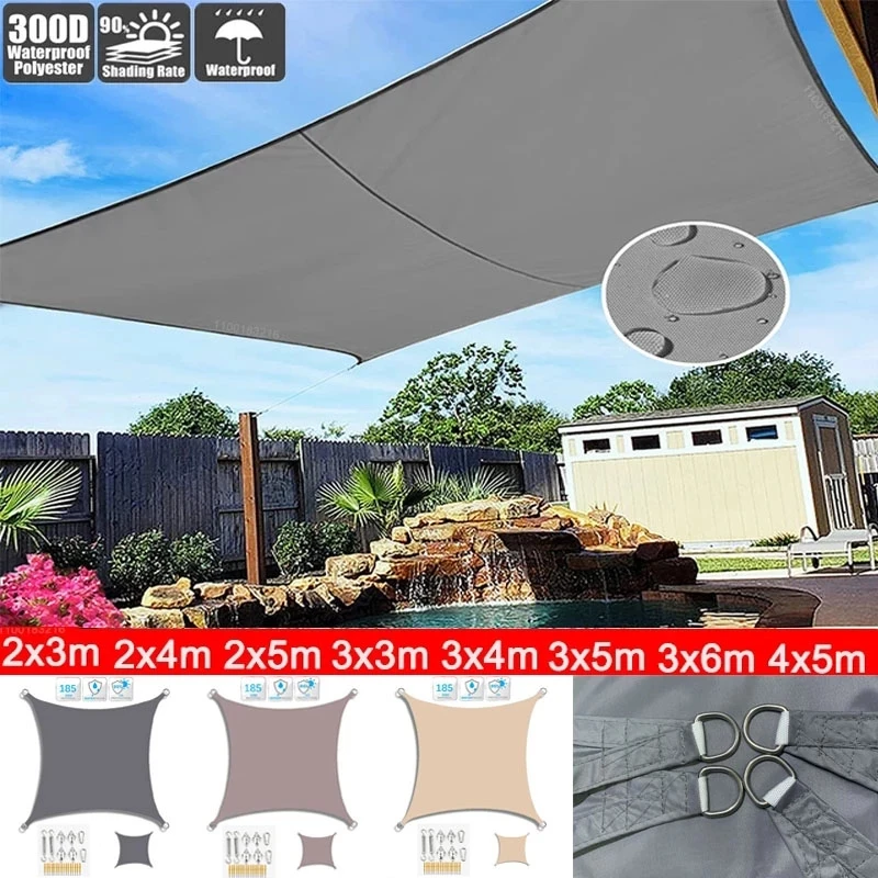 

Outdoor Shade Sail, 300D Polyester Waterproof UV-Proof Awning, Sunshine Canopy for Terrace, Carport, Backyard, Garden, etc