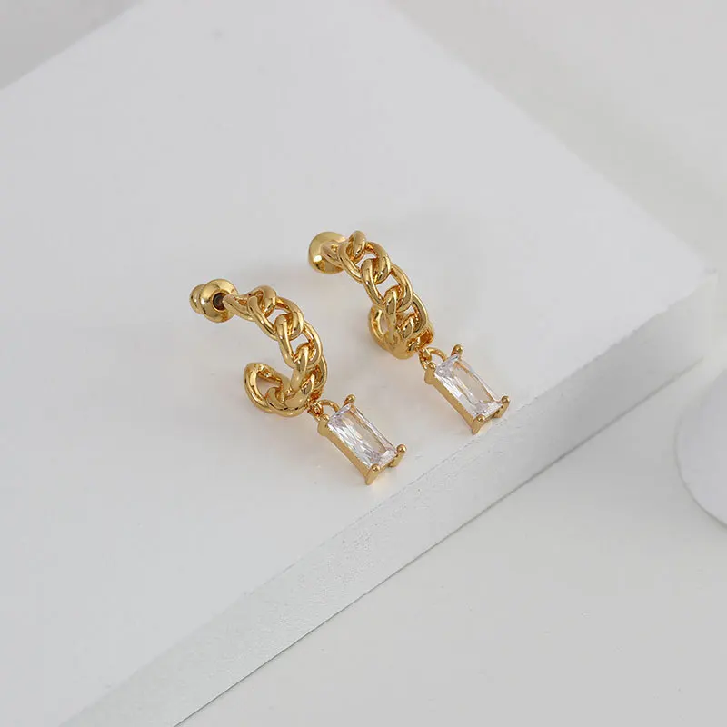 

Весенние европейские и американские ретро серьги с-образной формы с бриллиантами Женские темпераментные серьги из серебра 925 пробы с латун...