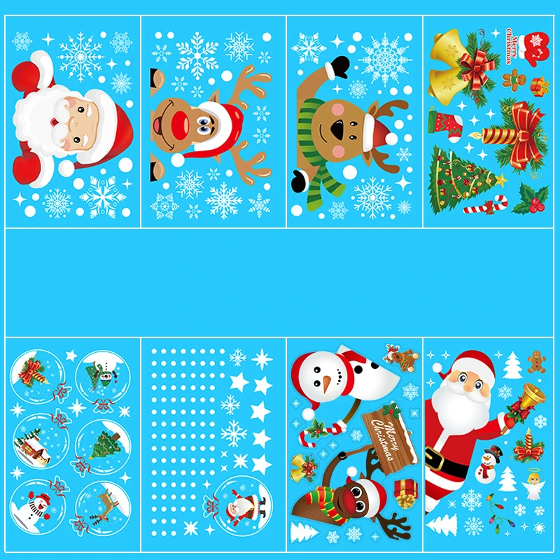 

Christmas Window Sticker PVC Static Sticker Beautify Windows Glass Sticker Large Santa Year Elk Wall Sticker New Home Decor