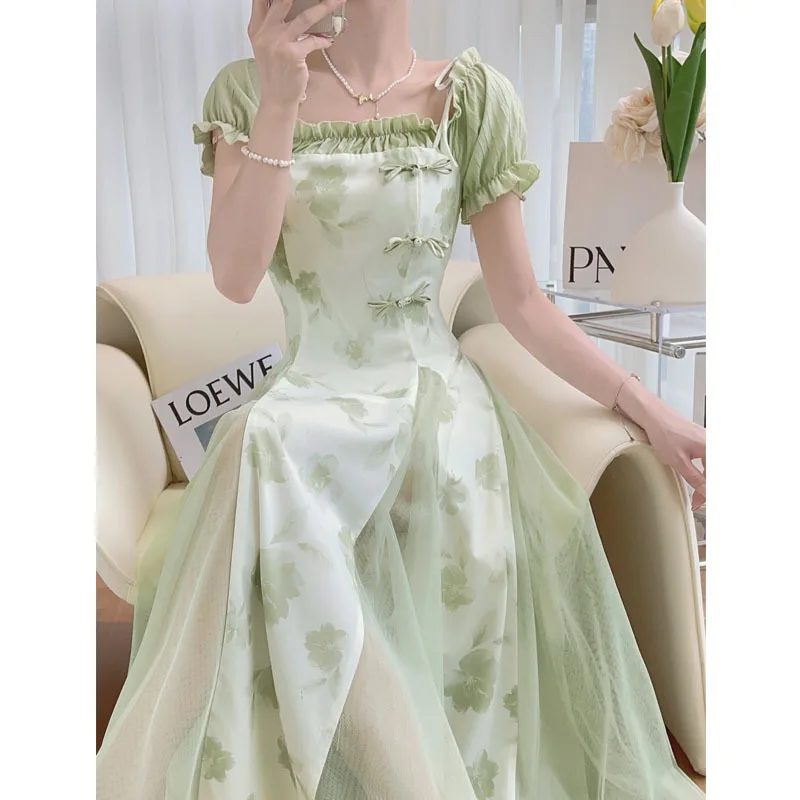 

Resort-style skirt dress women's new flower fairy dress mid-length for summer 2023